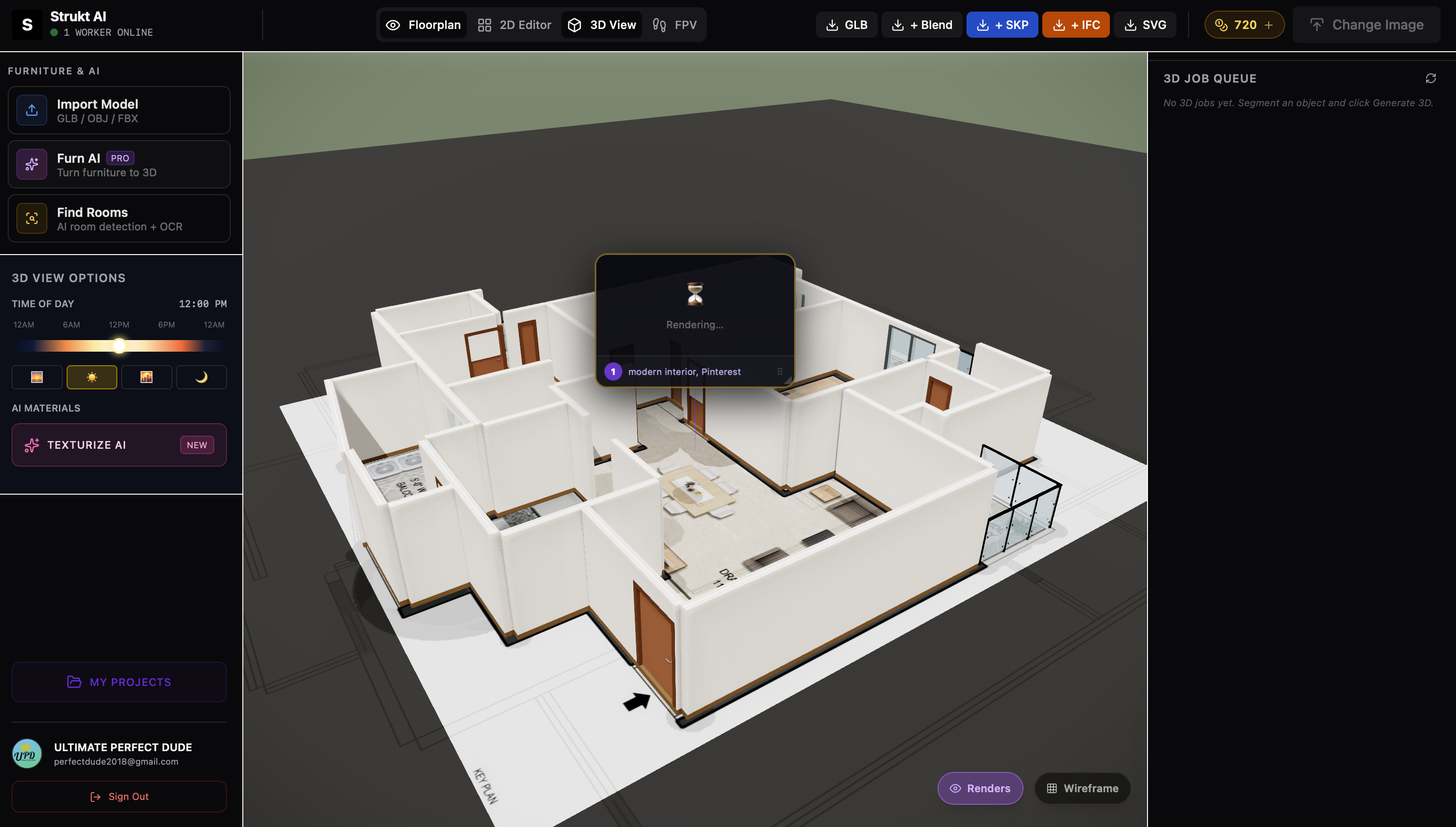 View & Toggle Render in 3D